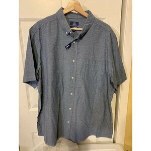 New George Men’s Sz XL Classic Fit Stretch‎ Blue Button Down Short Sleeve NWT